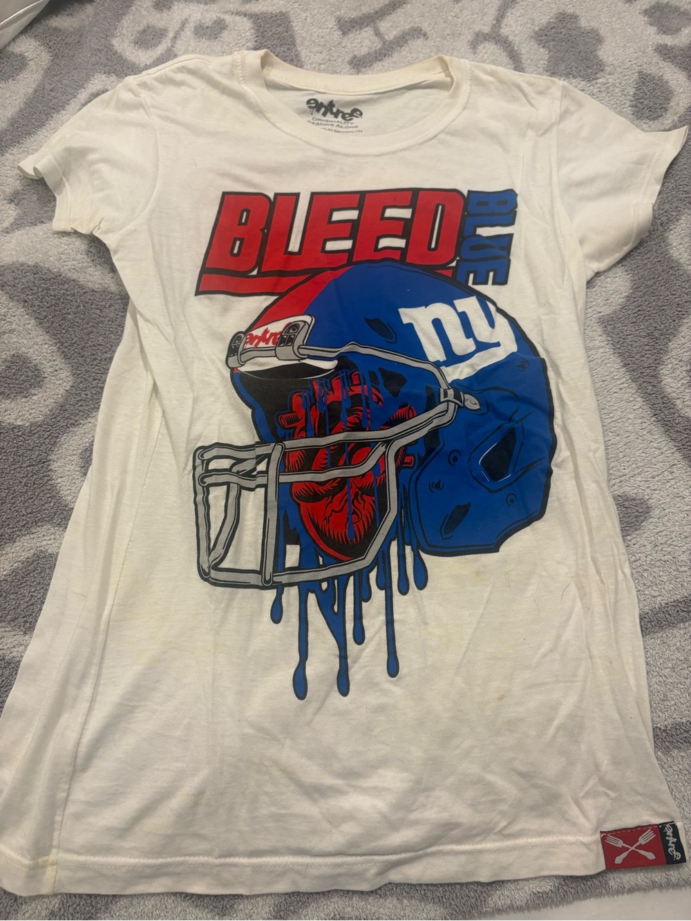 New York Giants NYG ‘Bleed Blue' Graphic Tee - White/Blue/Red